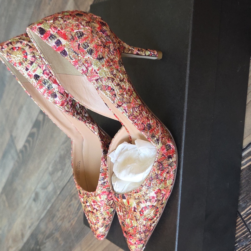 J. Crew Colette Glitter Pump Heels with Pink And Gold Pattern - Picture 3 of 8